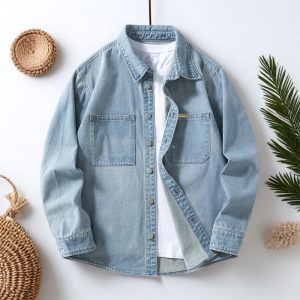 Men's Denim Shirt, Loose Fit, Casual Long-Sleeved Shirt, American Style, New Retro Washed Top/Jacket