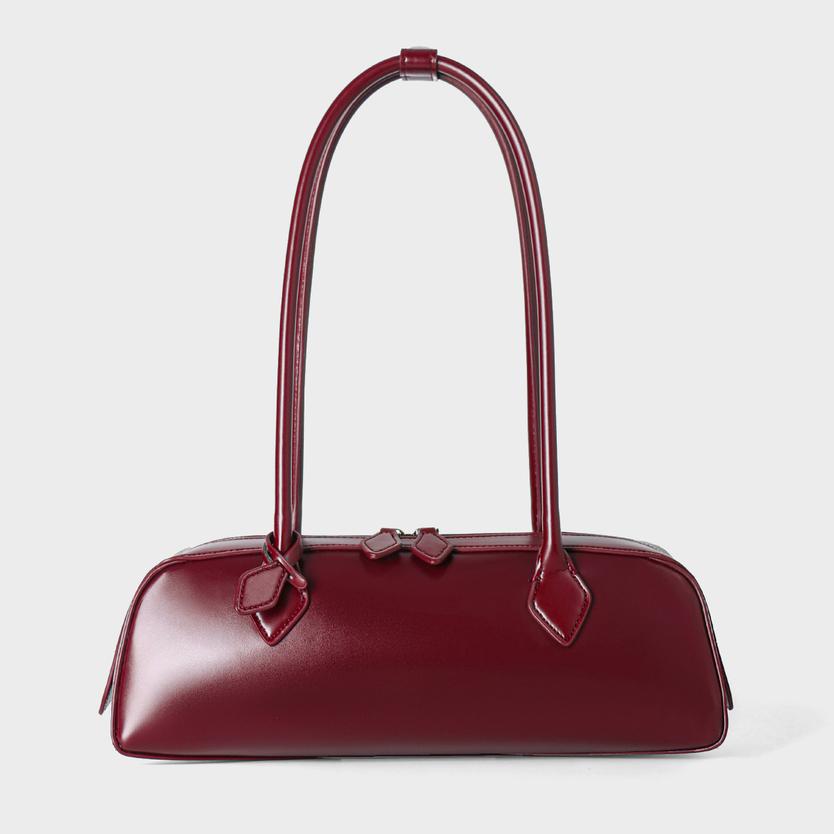 2026 New Korean Style Niche Design Shoulder Bag, Large Capacity Genuine Leather Underarm Bag, Long Red Baguette Bag - Image 6