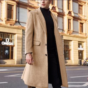 Cross-border 2022 new foreign trade British men's long windbreaker woolen coat wish men's woolen coat
