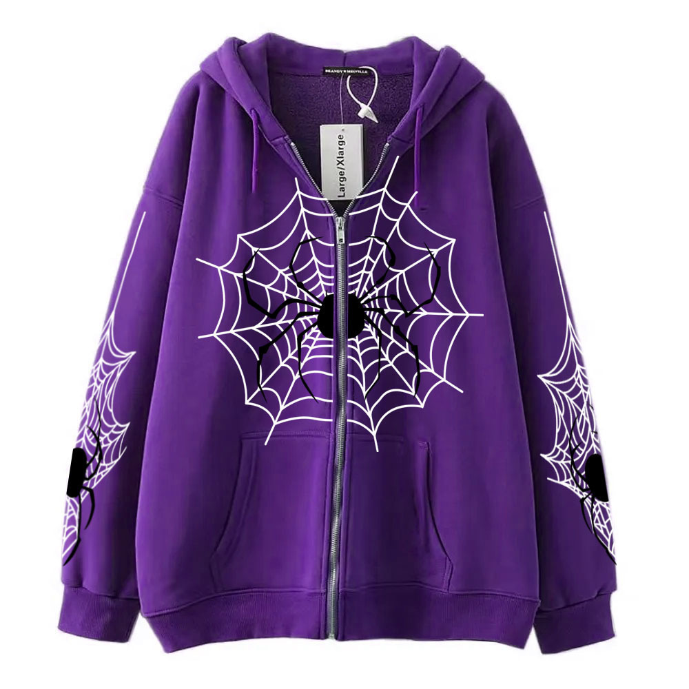 Cross-border youth spider web metal zipper sweatshirt street trend spring and autumn hoodie American retro casual jacket for men - Image 16