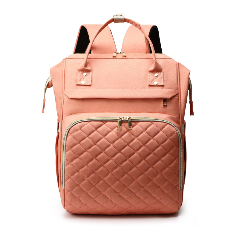 Cross-border classic mommy bag embellished with small coin purse multi-function USB charging mother and baby bag light solid color mommy bag - Image 19