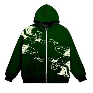 2022 Cross Border Men's Streetwear Vintage Skull Hoodie Zipper Hoodie Sweatshirt Gothic Tops