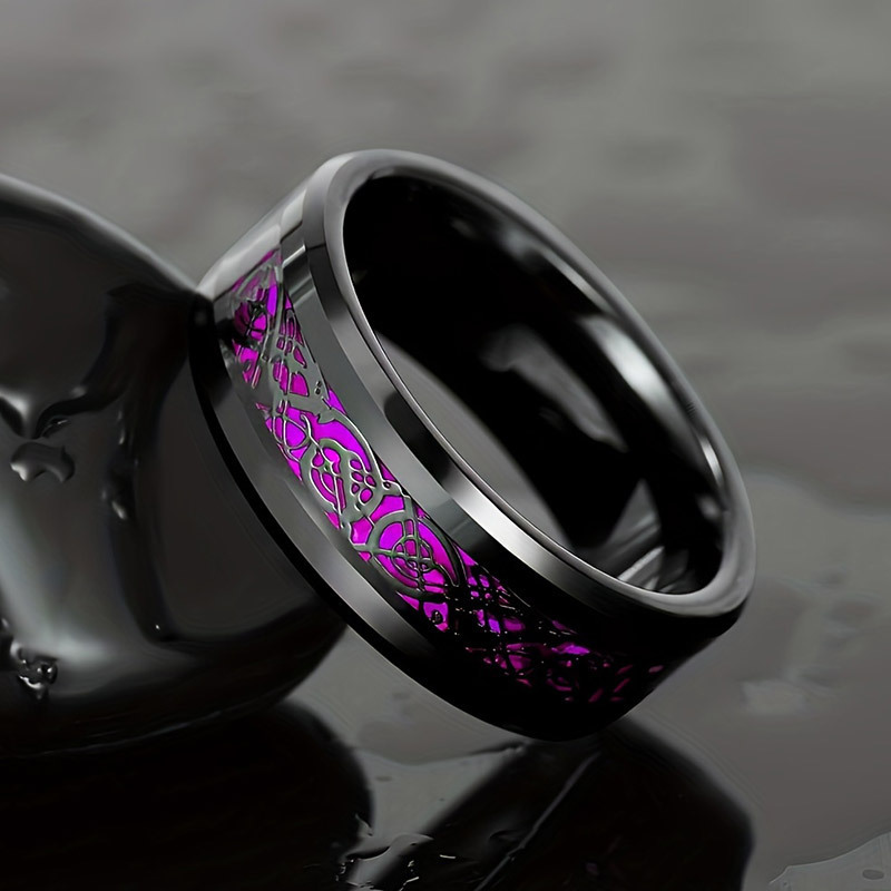 Hot-selling cross-border e-commerce products: fashionable red and blue gemstone women's rings, European and American style stainless steel dragon pattern men's couple rings. - Image 22