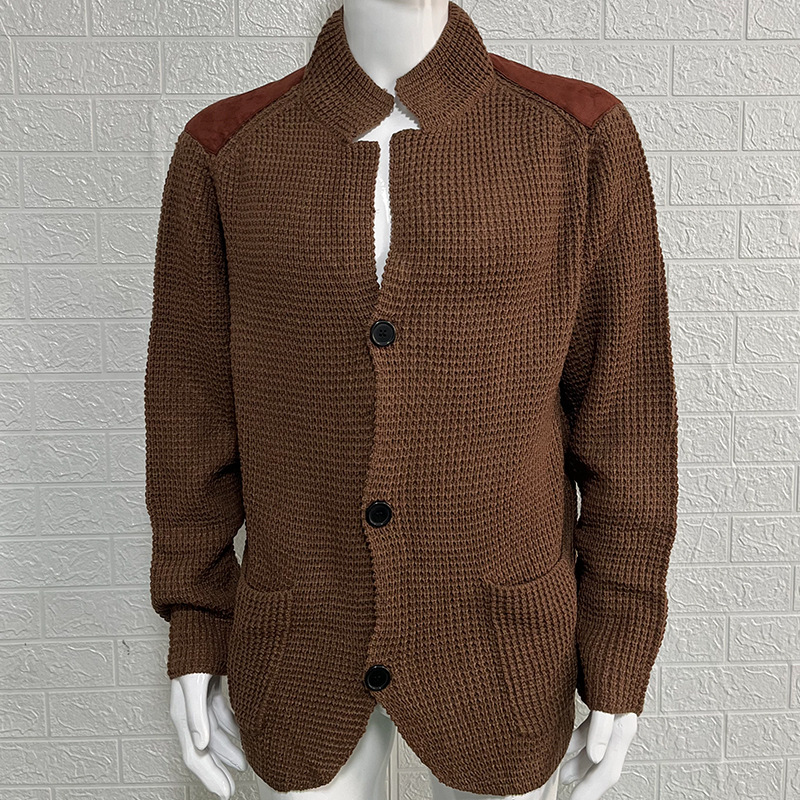 2025 Autumn/Winter New Slim Fit Cardigan with Lapel Collar, Long Sleeve, Knitted Outerwear, Cross-border European and American Plus Size Men's Sweater - Image 7