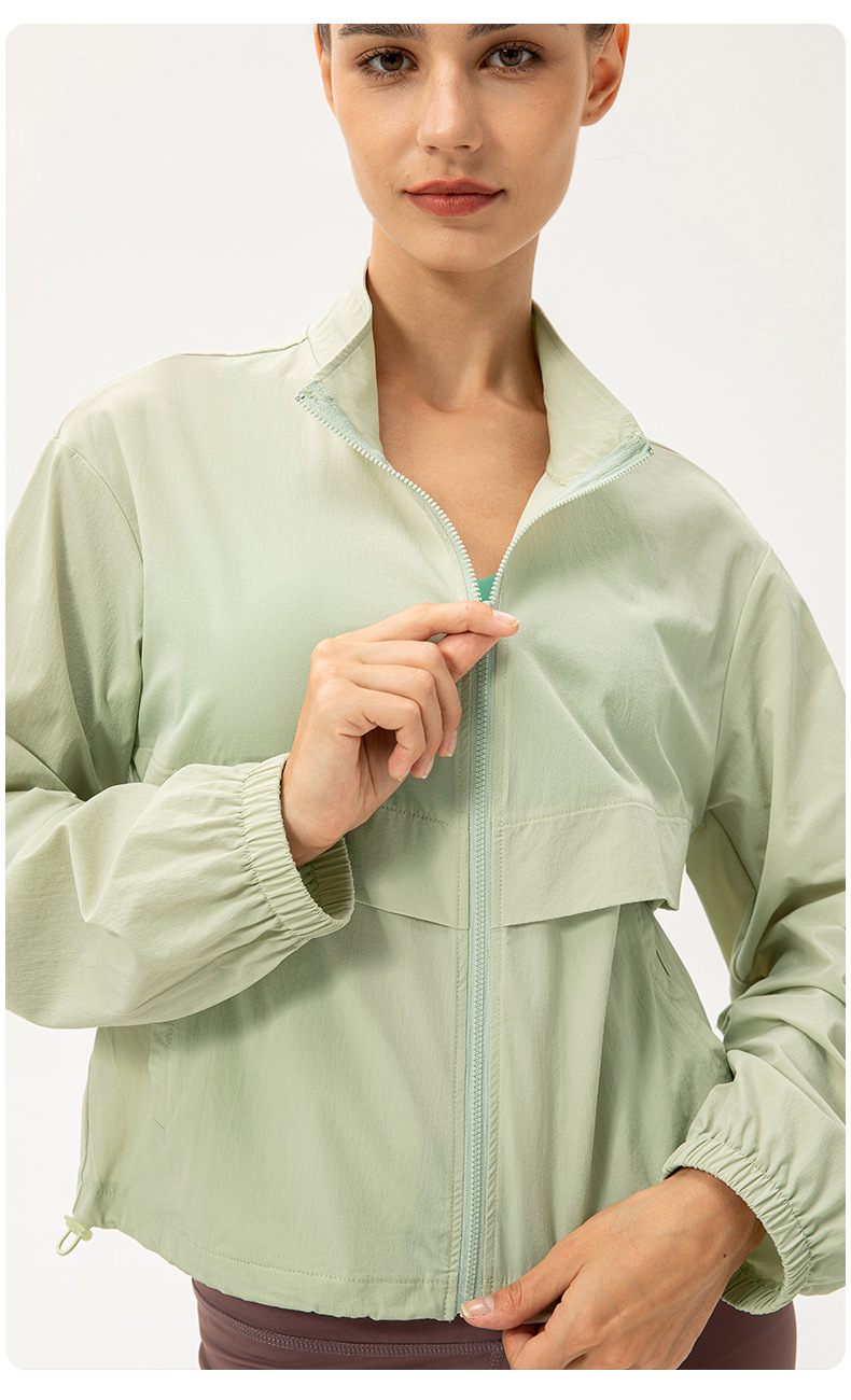 New outdoor sports windbreaker women's loose casual yoga wear zipper stand collar running fitness jacket 22617 - Image 11