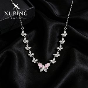 Xuping minimalist and gentle style butterfly necklace, copper alloy, fashionable, sweet and cool style, elegant and temperament clavicle chain necklace wholesale.