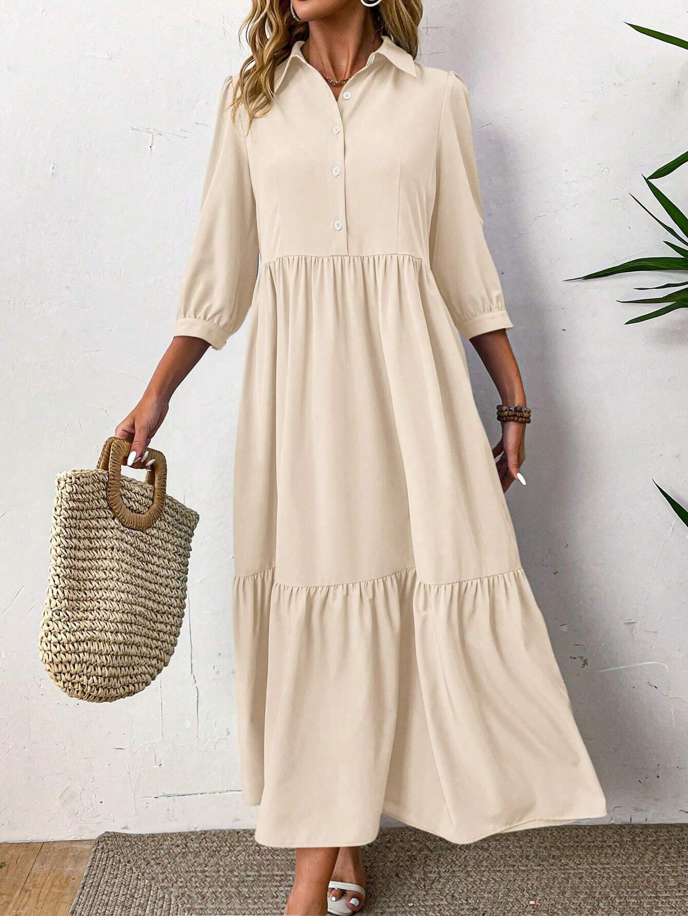 2026 Spring/Autumn New Style Women's Shirt Dress, Elegant, Fashionable, Casual, Lapel, Full Skirt - Image 6