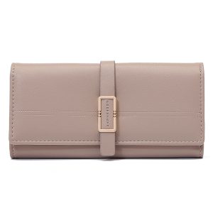 Wallet women's long 2021 Purity autumn and winter new Japanese and Korean small fresh hardware buckle simple tri-fold clutch bag