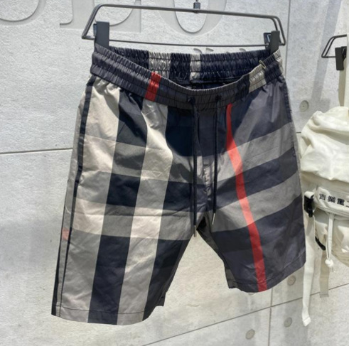 New summer men's shorts beach pants sports casual shorts simple digital printing workwear plaid pants men - Image 2