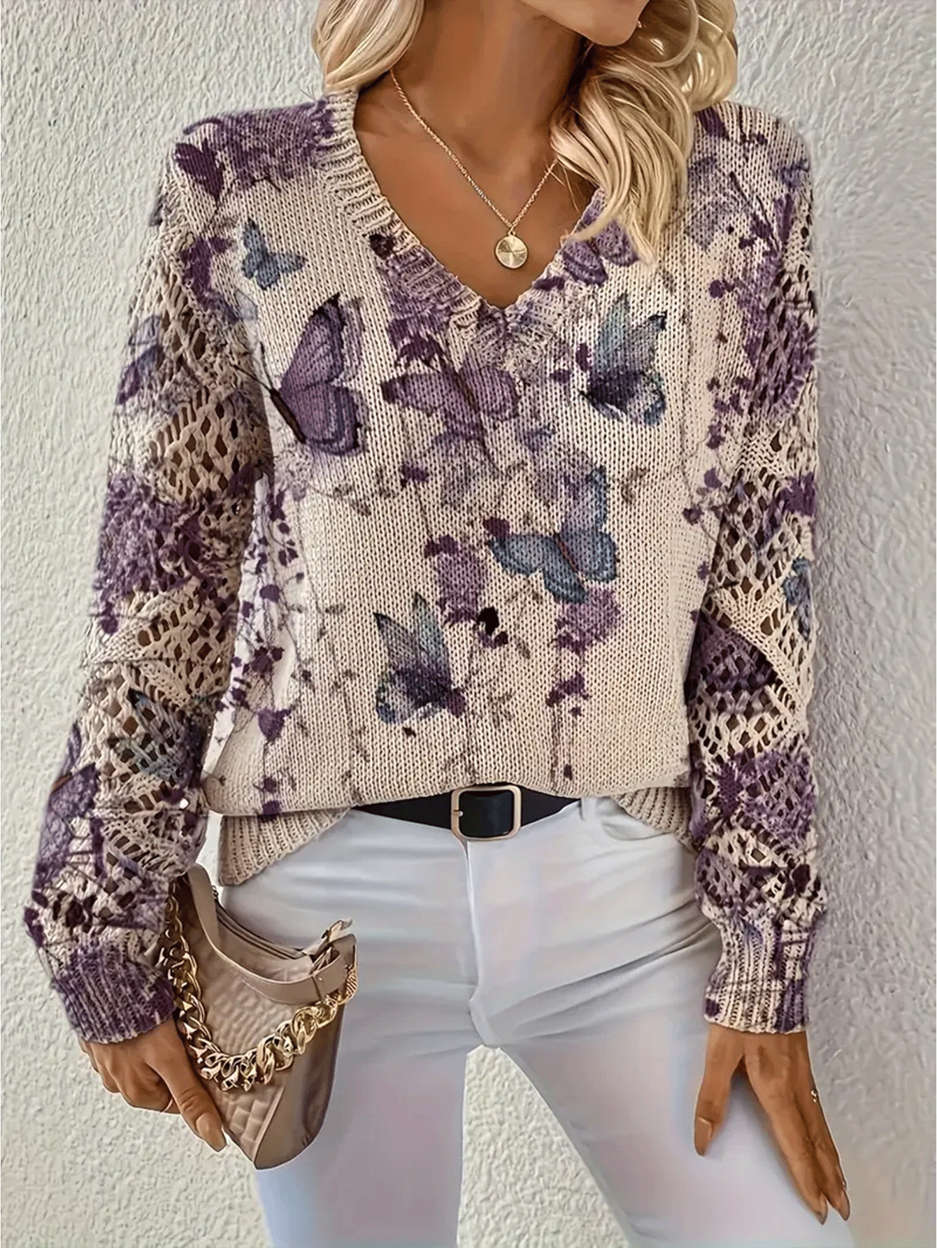 Cross-border AliExpress V-neck printed T-shirt, spring/summer T-shirt, retro pastoral style, all-over floral print, loose casual wholesale. - Image 11