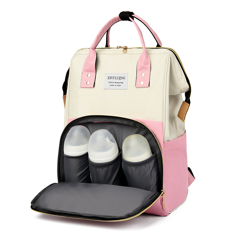 Mommy bag girl series color matching simple lightweight mother and baby bag outdoor travel large capacity multifunctional women's backpack - Image 2