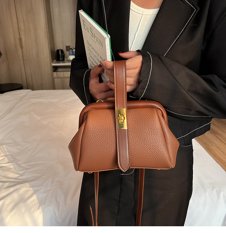 Cross-border bag women's bag 2022 fashion new lychee pattern clip handbag fashion all-match shoulder Messenger bag - Image 9