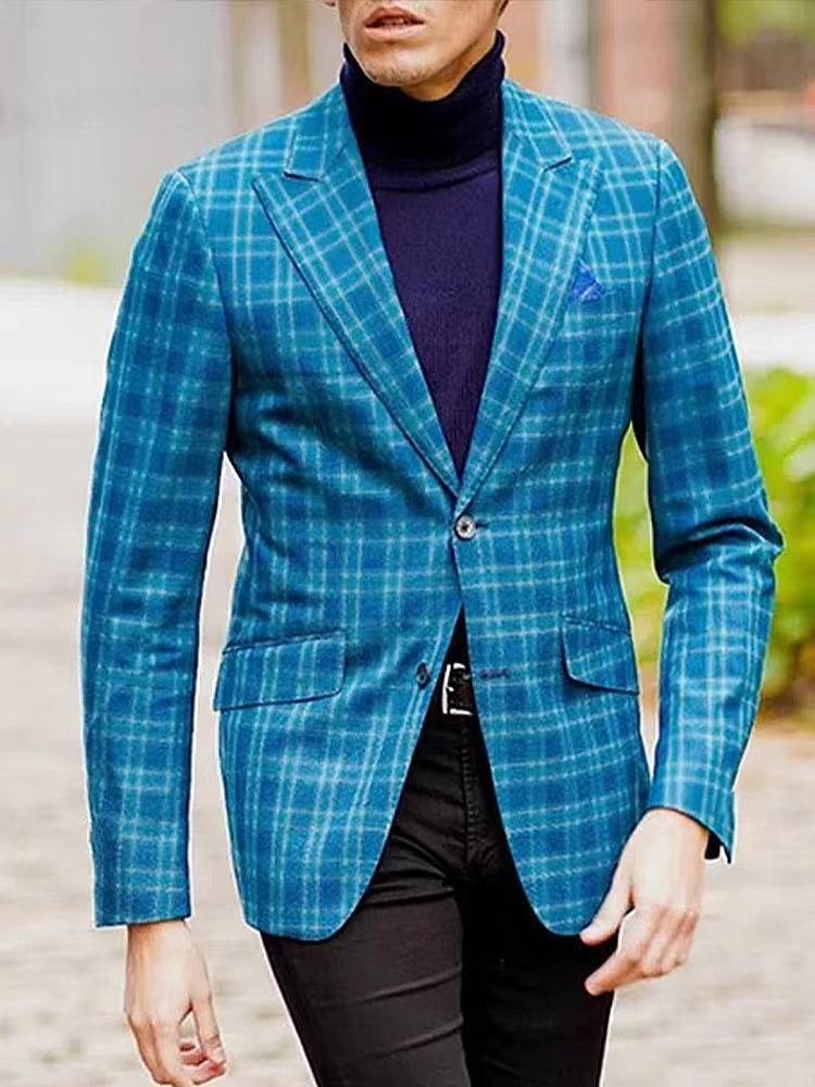 Cross-border foreign trade hot-selling spring and autumn new digital printing plaid men's casual suits and casual jackets - Image 15