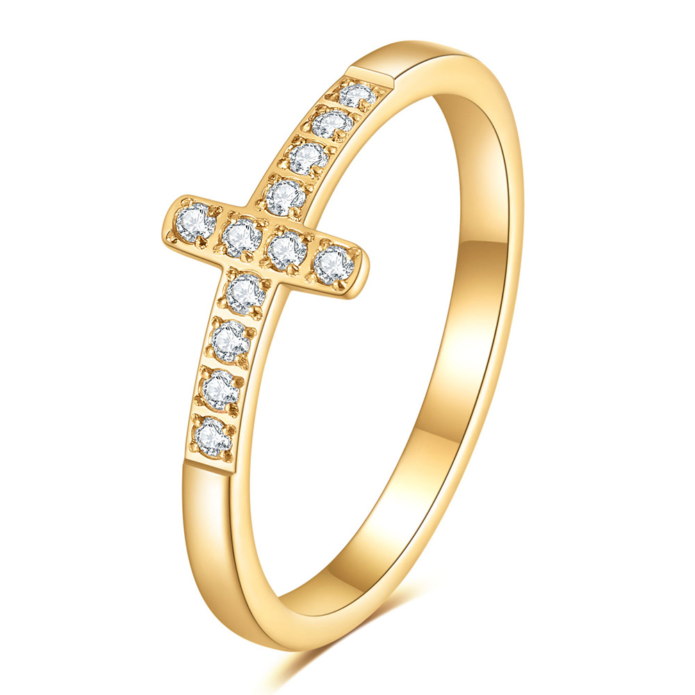 European and American cross-border minimalist and unique 7MM stainless steel titanium steel diamond-encrusted cross ring, elegant and versatile, best-selling jewelry. - Image 5