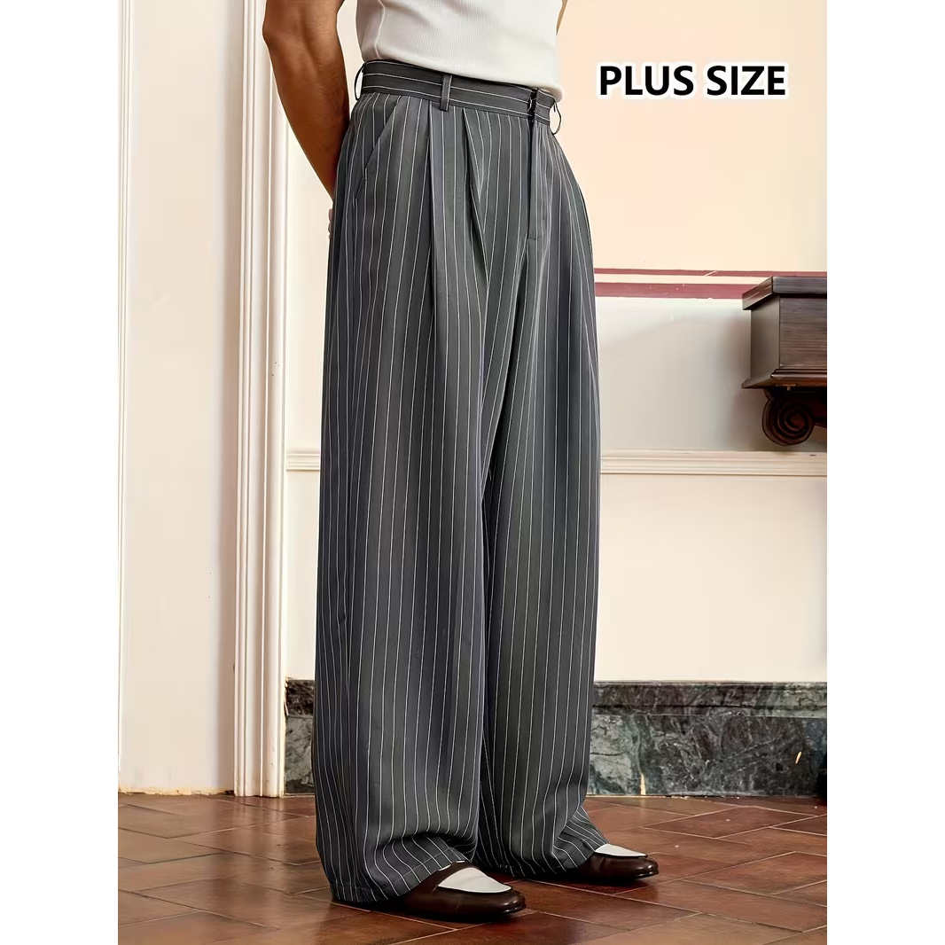 2026 Autumn/Winter New Cross-Border European Size Men's Wide-Leg Loose Casual Pants with Flowy Japanese Style Suit - Image 5