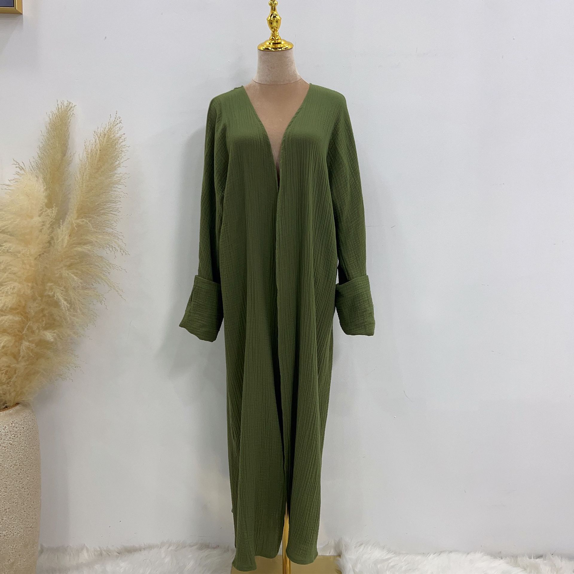 2023 Loriya AliExpress Amazon Dubai Turkey Solid Color Cotton Casual Large Size Cardigan LR600 - Image 21