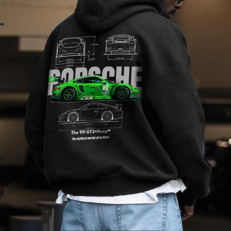 StreetcarHoodiePrintsMen Car Print Trendy Hoodie Loose Casual Versatile Hoodie - Image 6