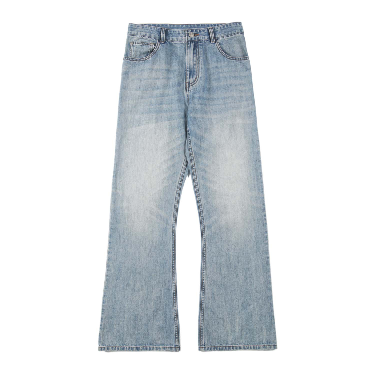 LKTM Men's Wear#American High Street Washed Light Blue Flared Jeans Men's Fashion Brand High-end Slimming Trousers - Image 6