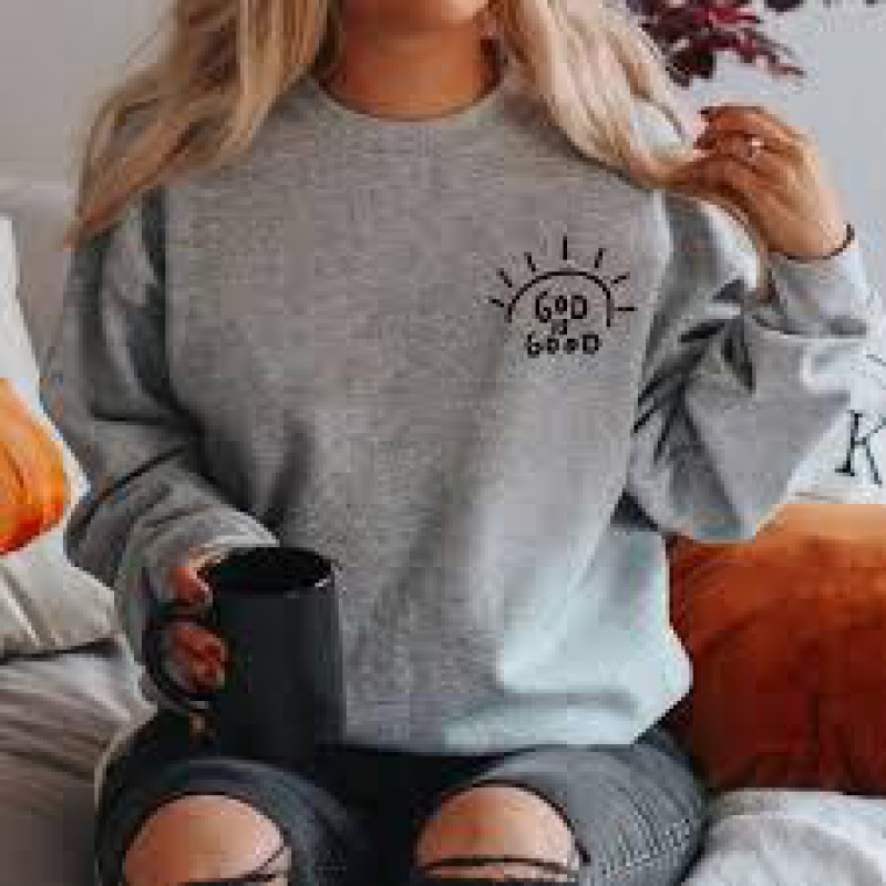 Foreign trade cross-border new style round neck printed sweatshirt European and American fashion popular women's casual sports loose round neck sweatshirt - Image 3