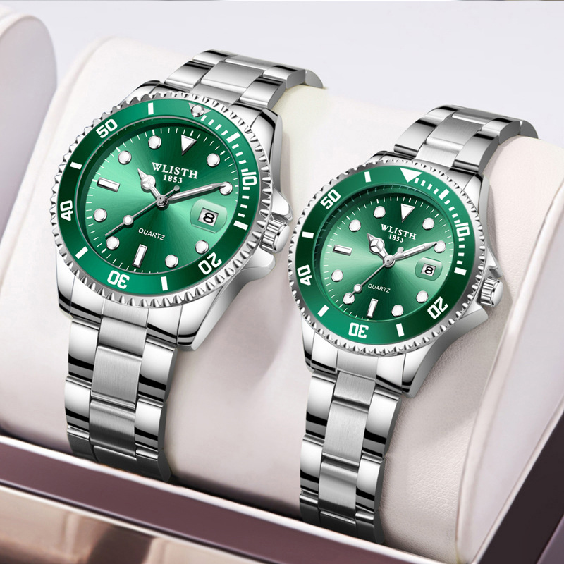 Watch men's calendar green black water ghost waterproof men's watch steel belt quartz watch foreign trade watch wholesale gift watch - Image 7