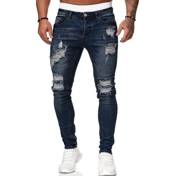 New cross-border European and American foreign trade men's jeans, casual slim fit, skinny, ripped, versatile style - Image 2
