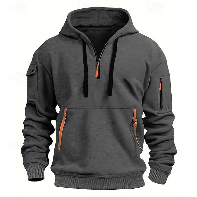 2024 Cross-border Spring and Autumn Men's Sweatshirt Hoodie Zipper Multi-pocket Pullover Men's Sports Casual Jacket - Image 9