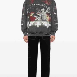Fall/Winter Metallica Skull Libra Rock American Retro Washed Hooded Sweatshirt for Men