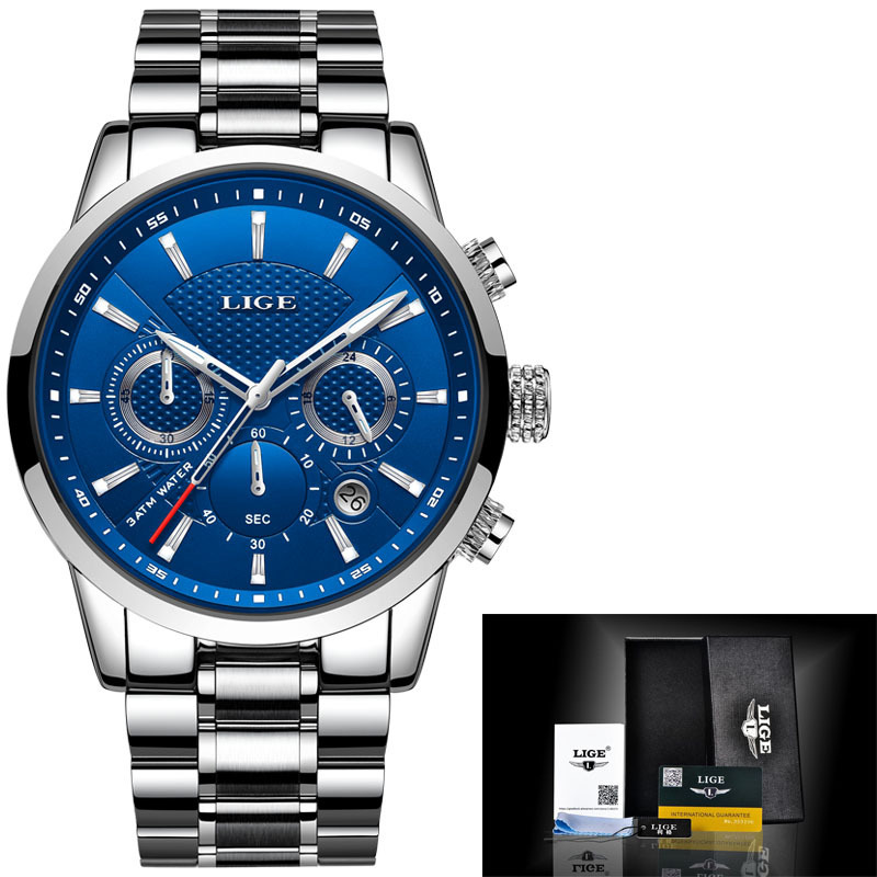 New LIGE 9866 men's sports quartz watch waterproof steel belt binocular multifunctional watch business watch - Image 20