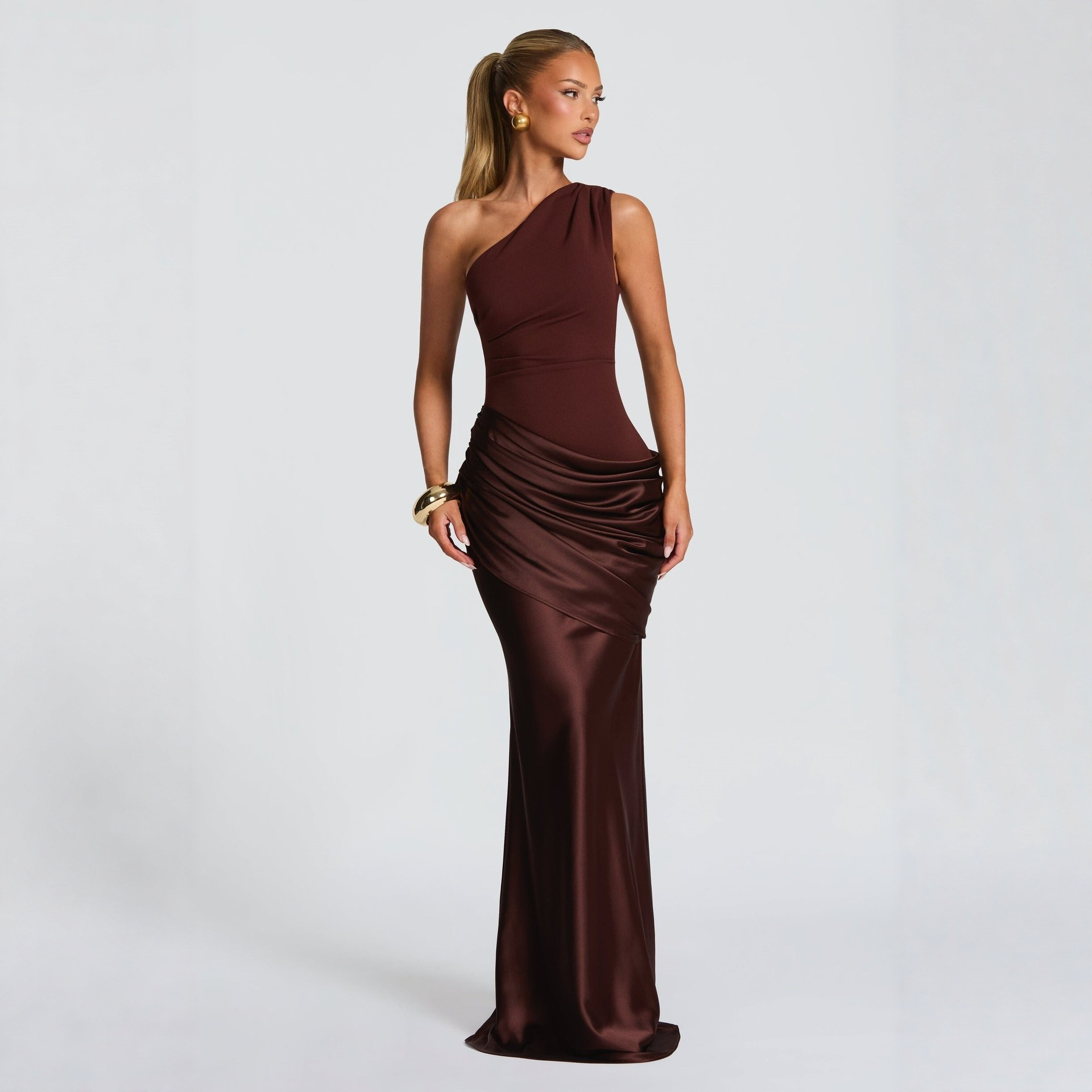 European and American style women's casual long-sleeved slim-fit pure and sexy suspender long dress slim solid color hip-hugging dress - Image 3
