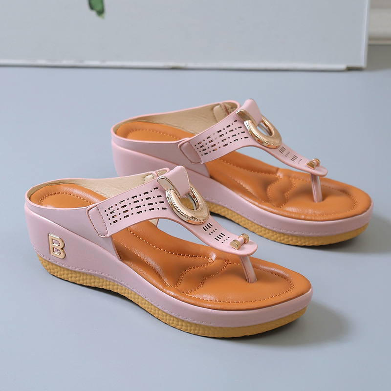 2023 foreign trade large size sandals Europe and the United States fashion flip flops wedge wedge thick bottom Europe and the United States fashion Roman sandals and slippers - Image 12