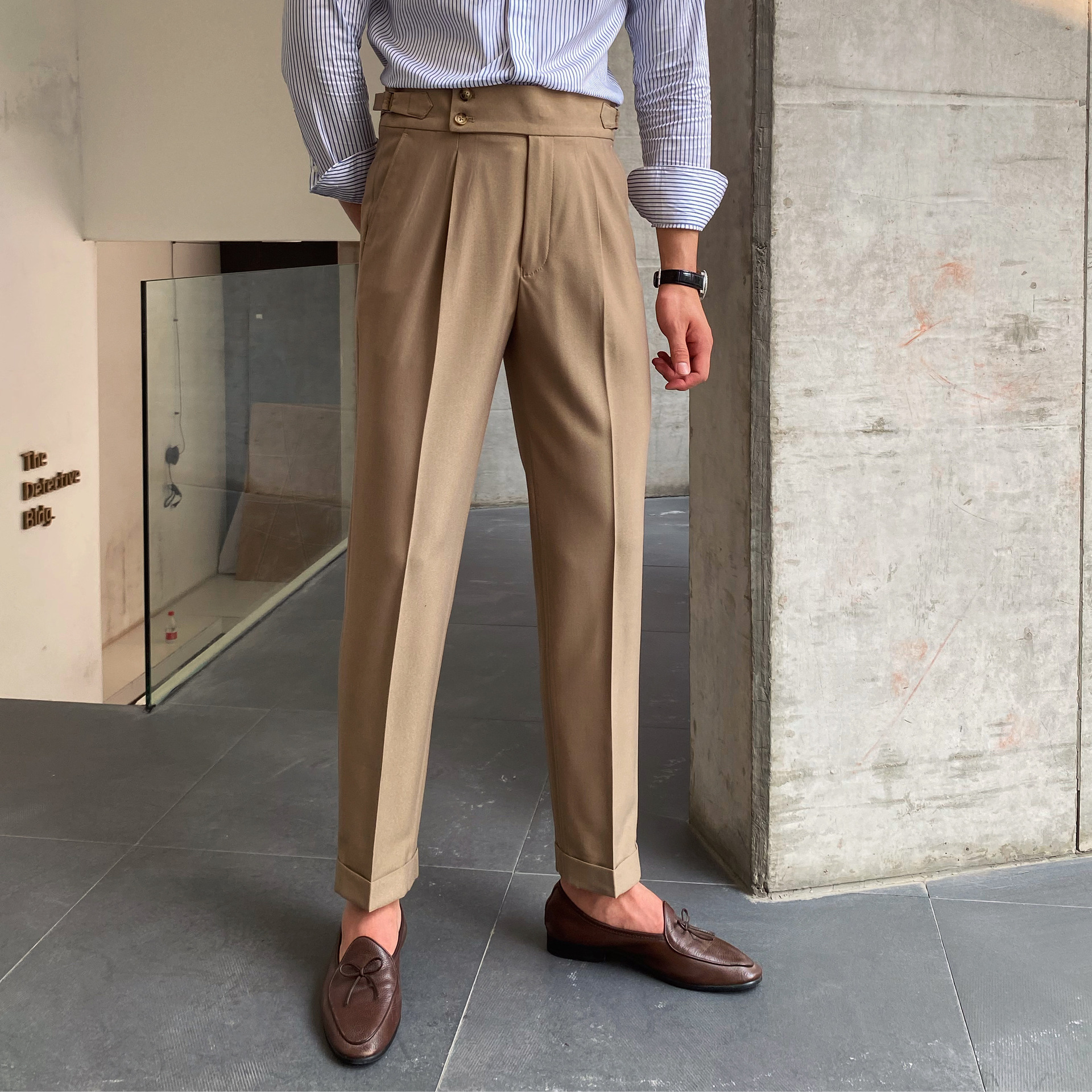 2024 new homemade men's Naples British drape high waist straight pants autumn casual pants trendy trousers - Image 3