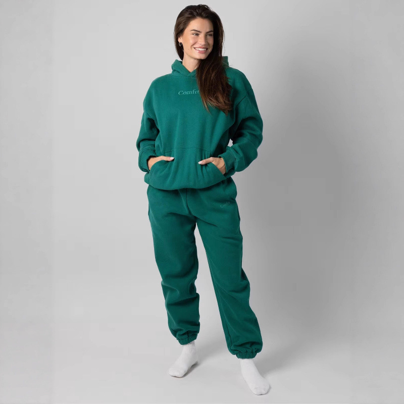 2026 European and American cross-border high-quality spring and autumn new TK Amazon solid color casual sports hoodie set for men and women.