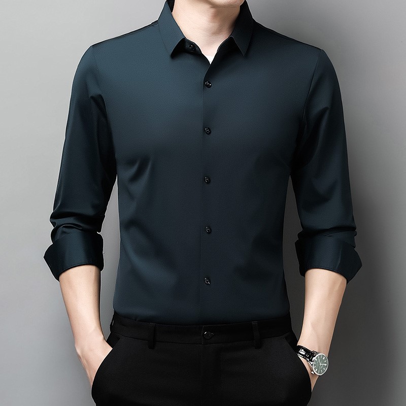 Pierre Cardin High-end Men's Silk Long-Sleeved Shirt, Thin Style, Autumn and Spring, Business Casual, Wrinkle-Free Shirt - Image 8