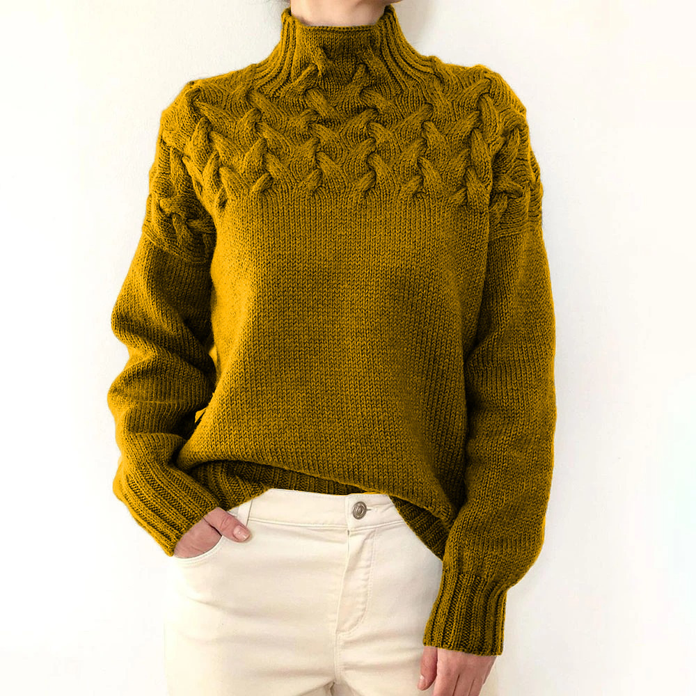 2026 Amazon Cross-Border New Women's Clothing Independent Site eBay Fashion Cable Braid Details High Neck Long Sleeve Sweater - Image 13
