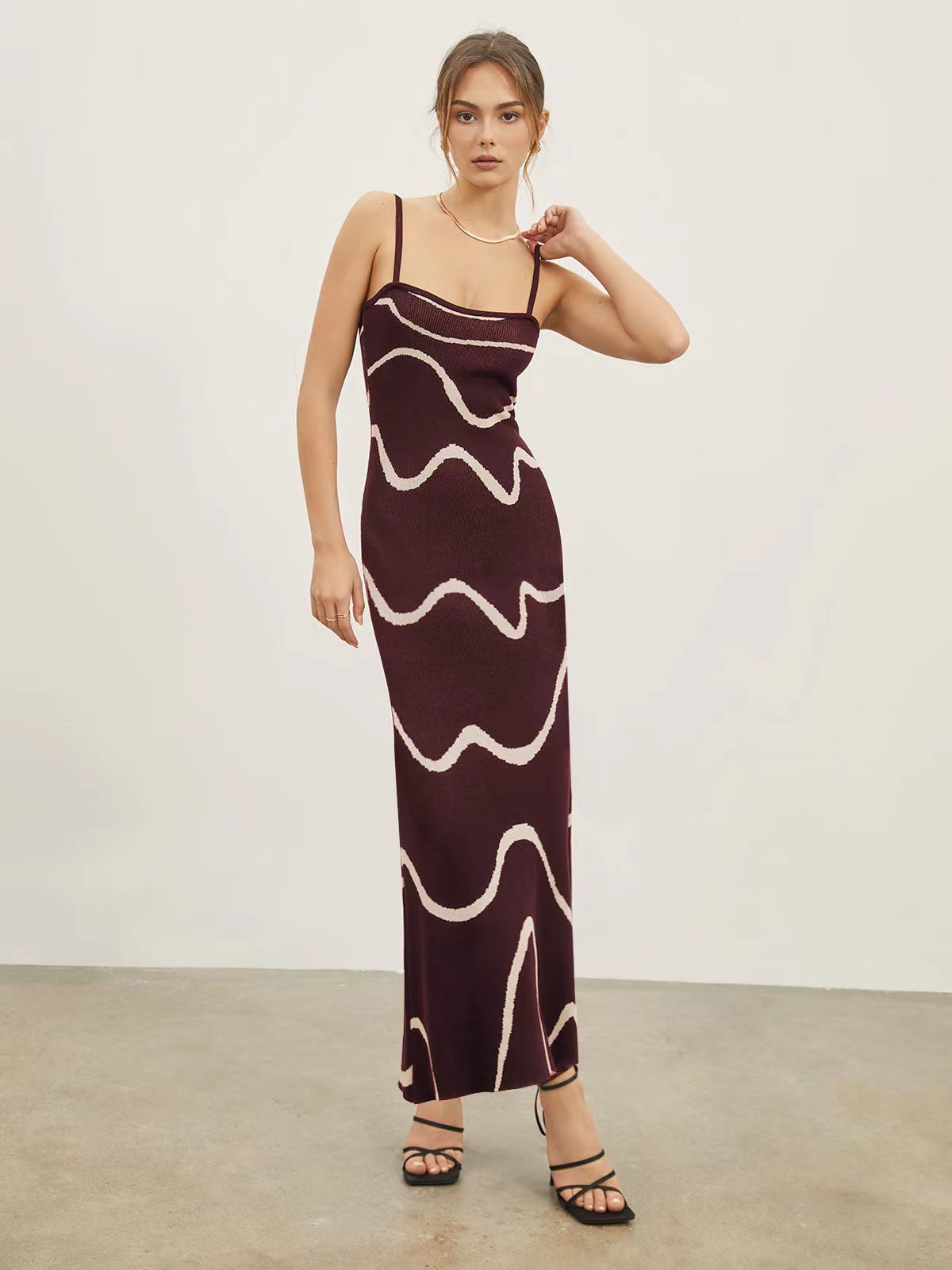 AliExpress summer new European and American style temperament suspender long skirt slim striped knitted sexy hip dress - Image 5