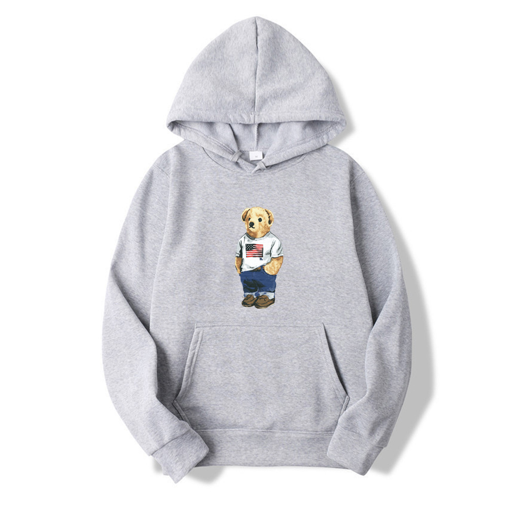 Bear print spring and autumn 2021 thickening new leisure sports hooded long-sleeved sweater AliExpress - Image 13