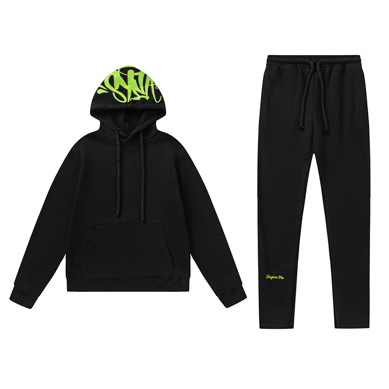 SYNAWORD Cross-border European and American Hip Hoodie Street Casual Loose Fleece Hoodie Set - New Trendy Product - Image 13