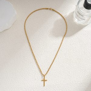 Cross-border TMUE Amazon best-selling men's braided chain hip-hop trendy chain cross necklace braided bracelet