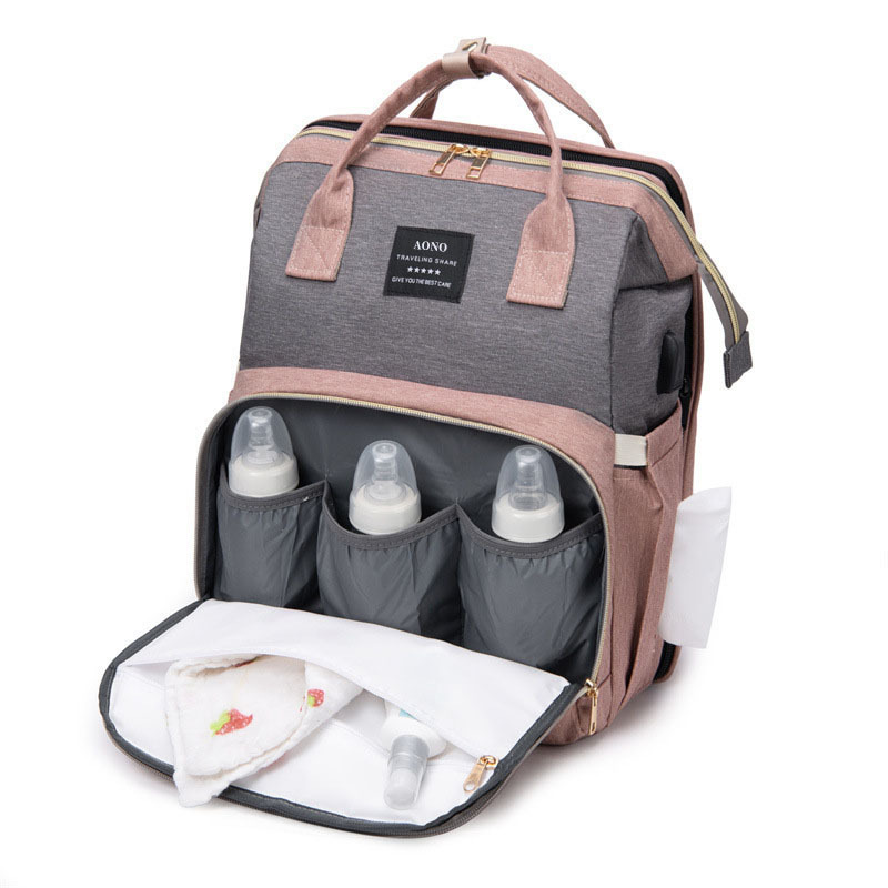 Mommy bag cross-border hot-selling model with mosquito net toy stick bed bag all-in-one multifunctional mother and baby bag large capacity mommy bag - Image 2