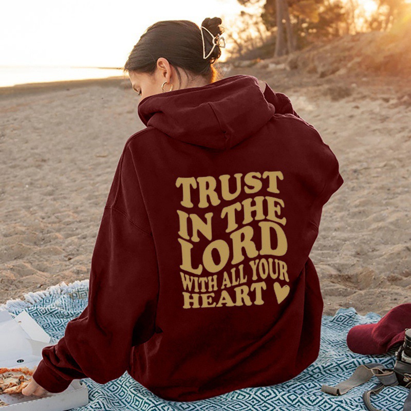 2023 Autumn and Winter Women's New Fashion Personalized Character Print Hooded Back Collar Plus Velvet Sweater with Versatile Design - Image 5