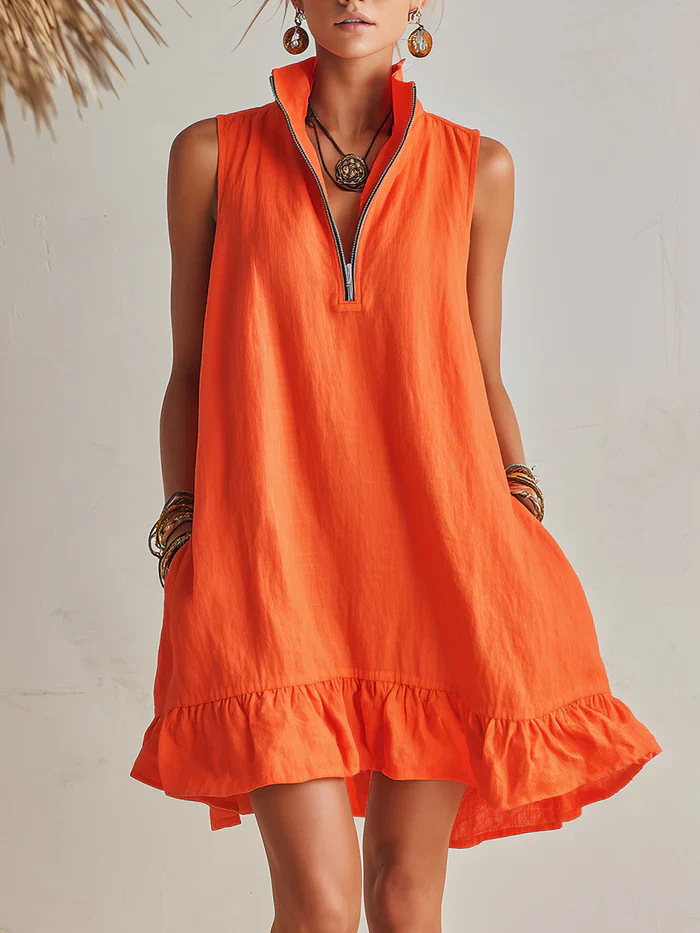 2026 New Arrival European and American Cross-Border Vacation Sleeveless V-Neck Dress, High-End Cross-Border Casual Dress - Image 8