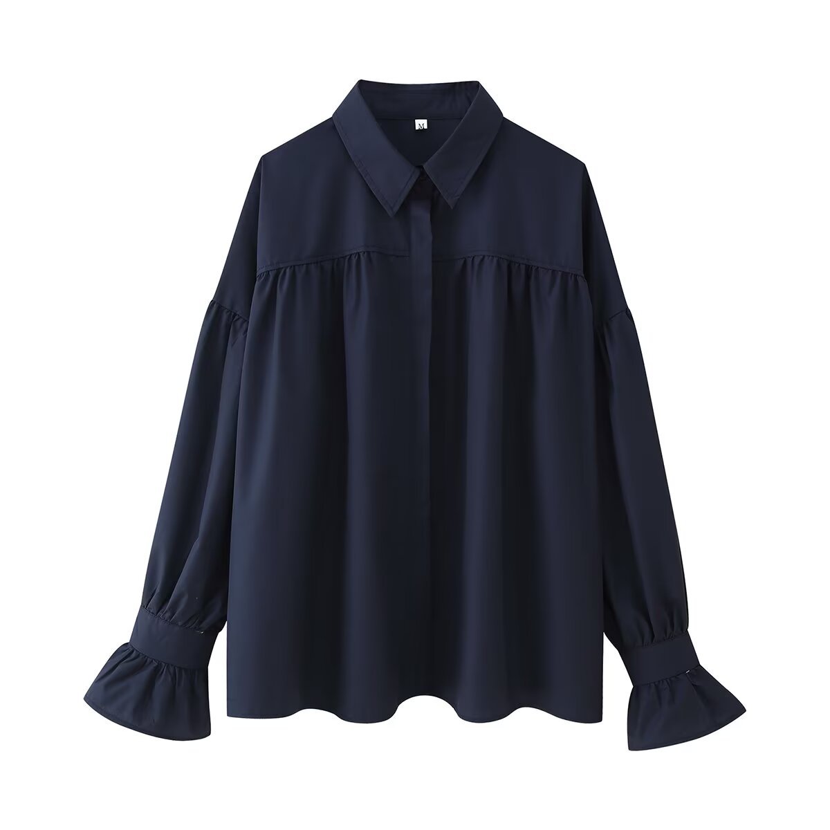 European and American style cross-border foreign trade women's clothing 2025 fashion poplin two-color drop shoulder lantern long sleeve loose single-breasted shirt - Image 6