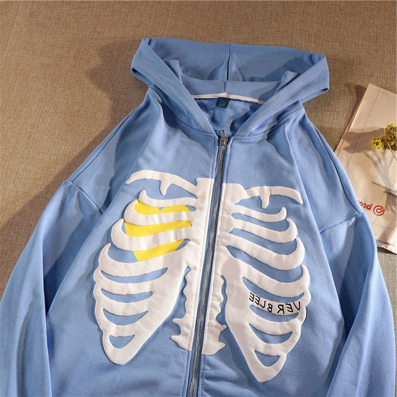 2023 skull print zipper long-sleeved jacket - Image 2