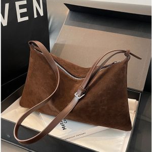 Autumn and winter lazy style retro frosted suede new single shoulder underarm bag simple tote bag large capacity commuter bag