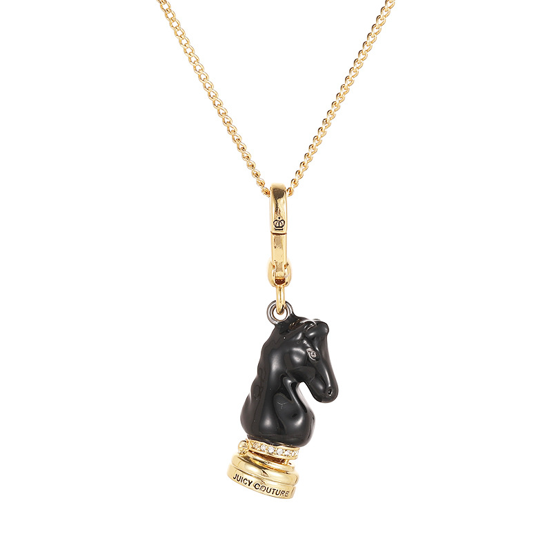 Wholesale enamel-glazed black horse head chess pendant, niche fashion, openable bag charm for men and women. - Image 6
