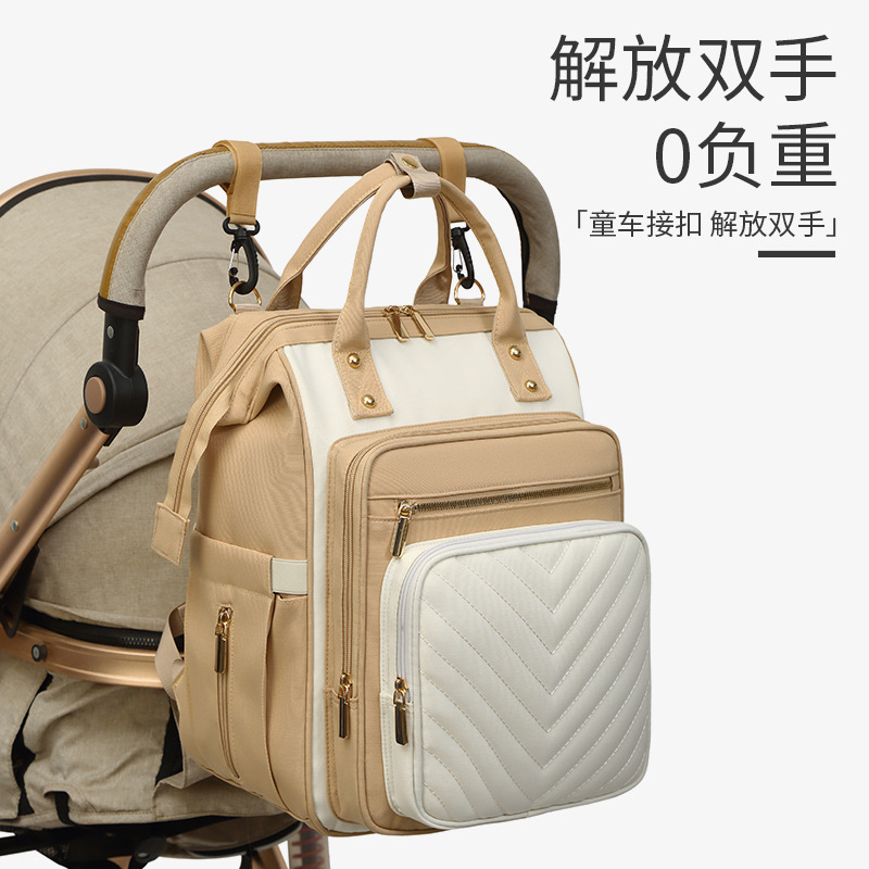 Mommy bag European and American style high quality Oxford cloth portable mother and baby bag outdoor travel multi-pocket large size mommy bag - Image 2