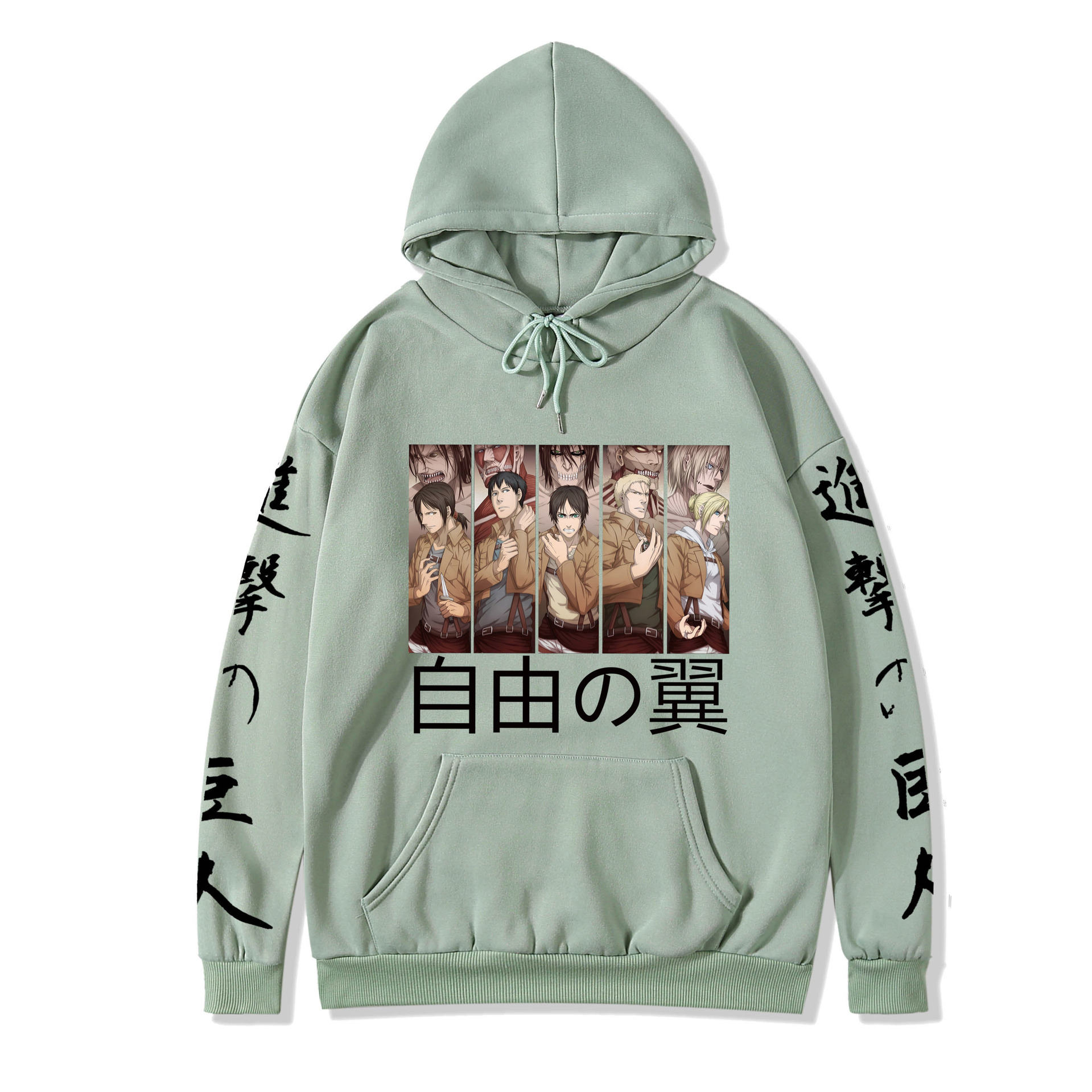 2021 couples wear autumn and winter new popular anime attack giant series illustration loose casual hooded sweater women - Image 16