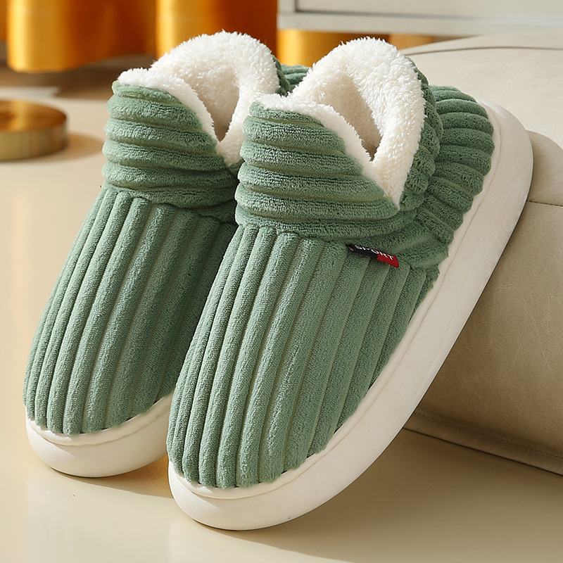 New style bag-heeled cotton shoes for women, autumn and winter, thick-soled velvet, non-slip, warm, velvet cotton shoes, men's Cixi home shoes - Image 2