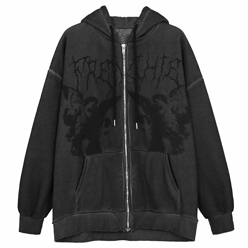 2021 European and American new hoodie sweatshirt women's loose street sports zipper cardigan y2k jacket women - Image 12