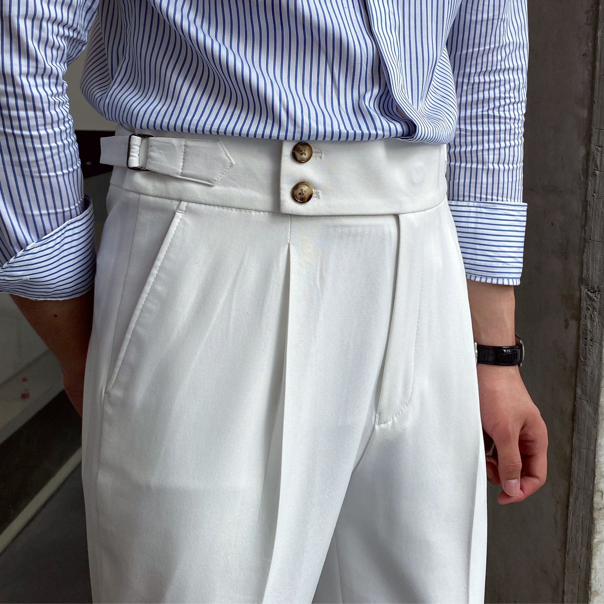 2024 new homemade men's Naples British drape high waist straight pants autumn casual pants trendy trousers - Image 7
